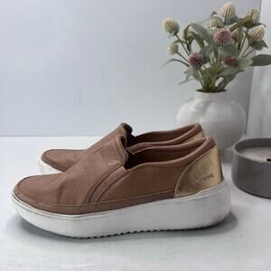 Vionic Kearny Platform Leather Slip-On Sneaker Loafer Tan Women 9M